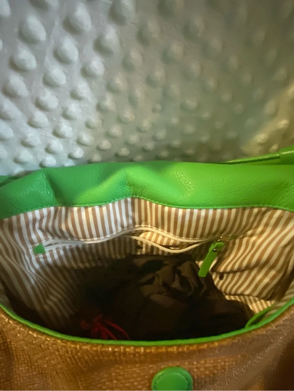 kate spade Green and Tan Woven Convertible Shoulder Bag